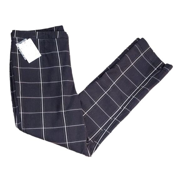 NWT Free People Charcoal Checkered Cropped Pants size 6 - Picture 12 of 12